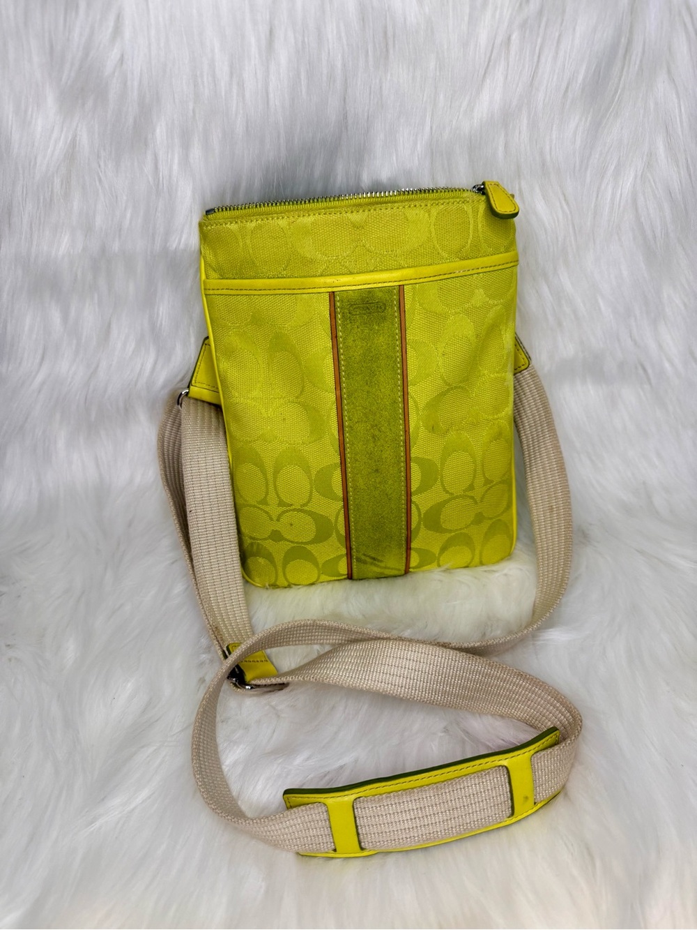 Coach Chartreuse Signature Crossbody with  Strap